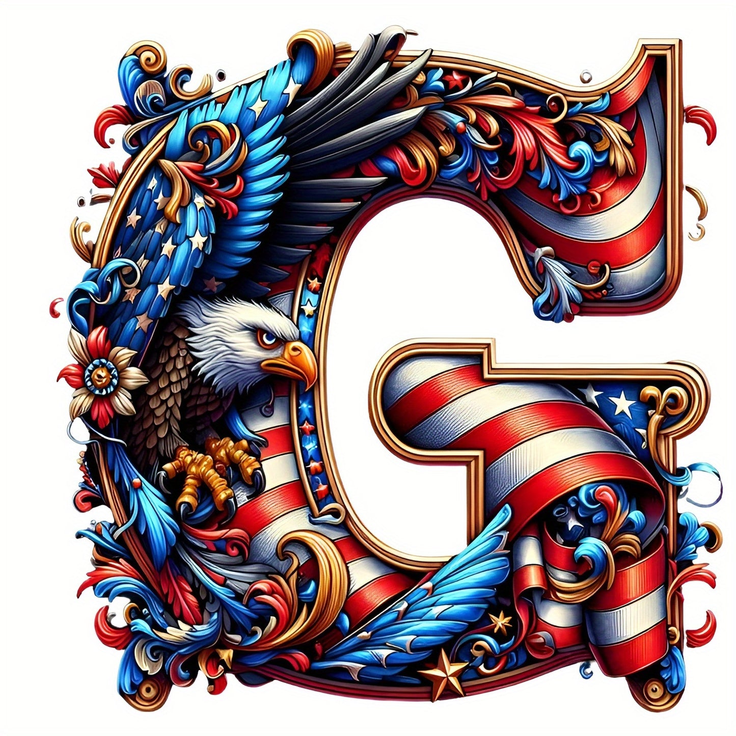 DIY Diamond Art Eagle Flag Alphabet 5D Kit 25 Letters AZ