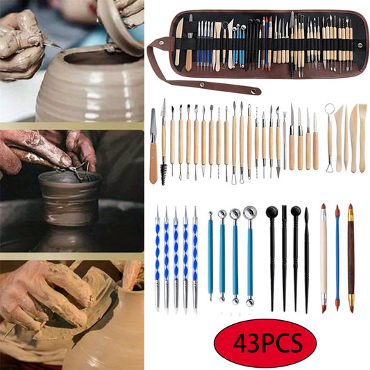 43Pcs Pottery Tools Kit For Air Dry Clay And Sculpting