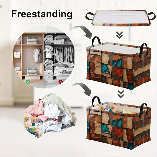 Contemporary Abstract Cracked Cube Mosaic Foldable Basket