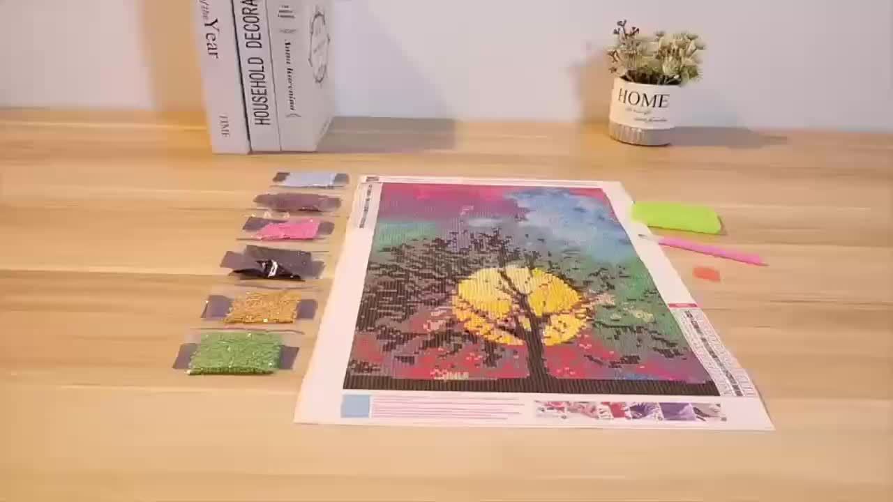 Round Diamond Art Kit with A-Z Letters and Elves Wall Decor