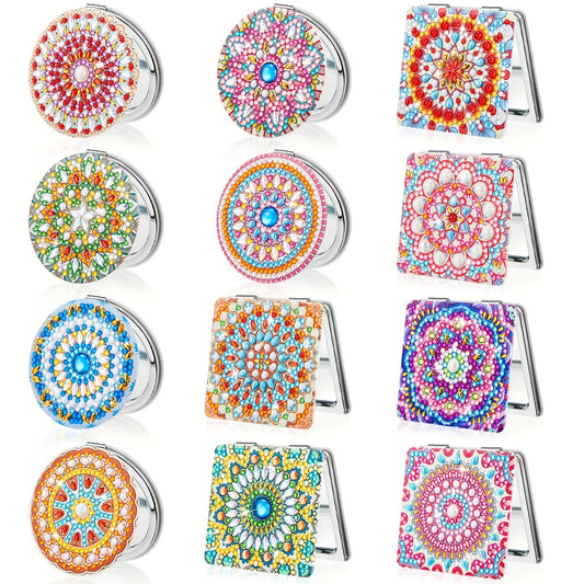 Mandala Diamond Painting Mirror Kit 12pcs Portable Pocket