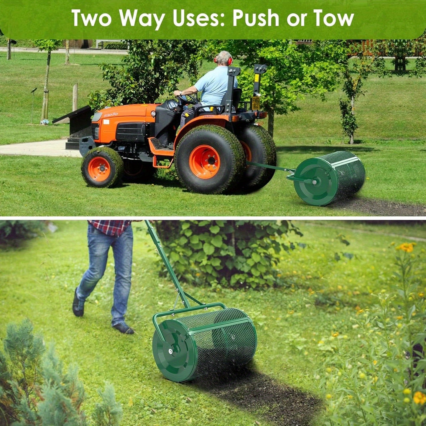 Seeutek 24 Inch Upgraded Compost Spreader with 3 Heights