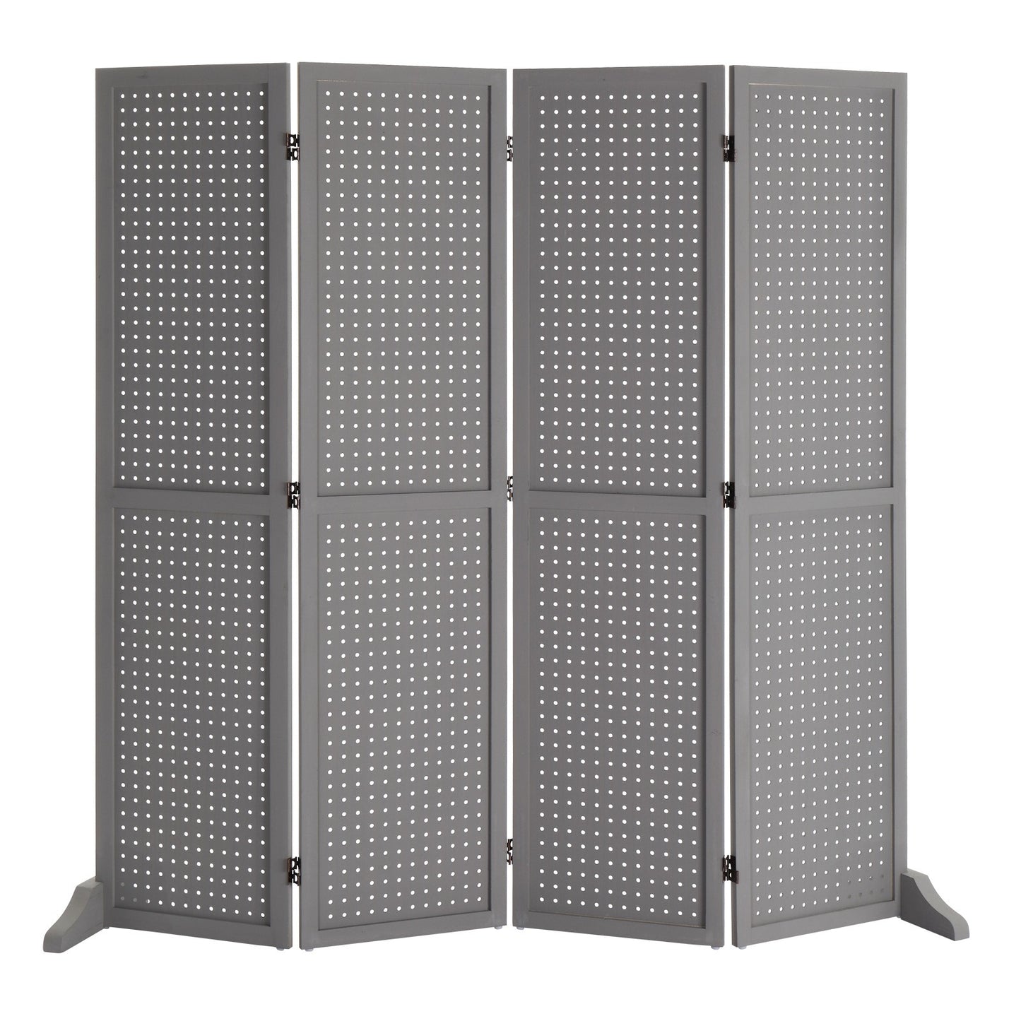 5 Ft Wood Freestanding Pegboard Room Divider Organizer