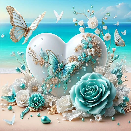 Heart-Shaped DIY Diamond Painting Kit Round Acrylic Designs