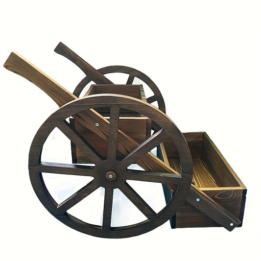 Decorative Wooden Wagon Planter for Indoor Outdoor Gardens