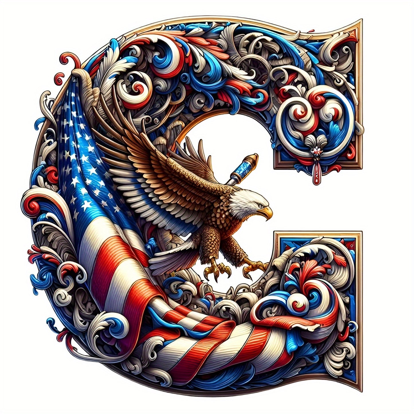 DIY Diamond Art Eagle Flag Alphabet 5D Kit 25 Letters AZ