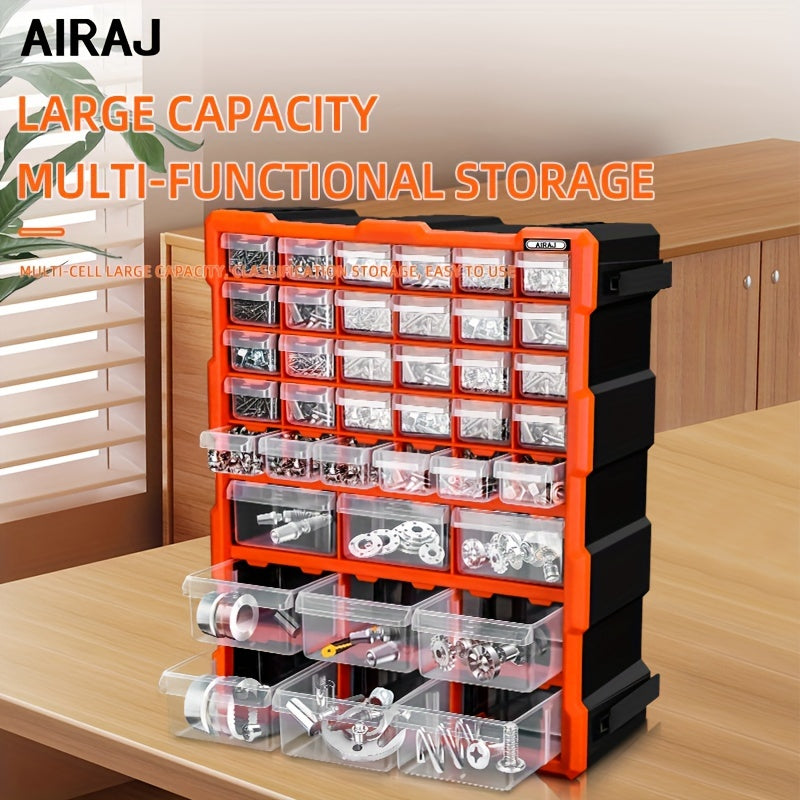 AIRAJ 39-Drawer Orange Plastic Storage Organizer Wall Mount
