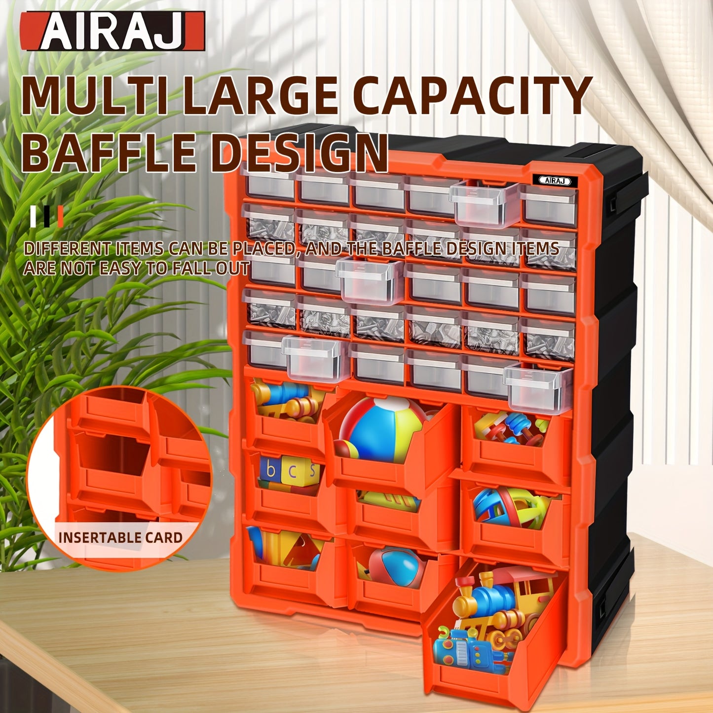 AIRAJ 39-Drawer Orange Wall Mount Storage Cabinet