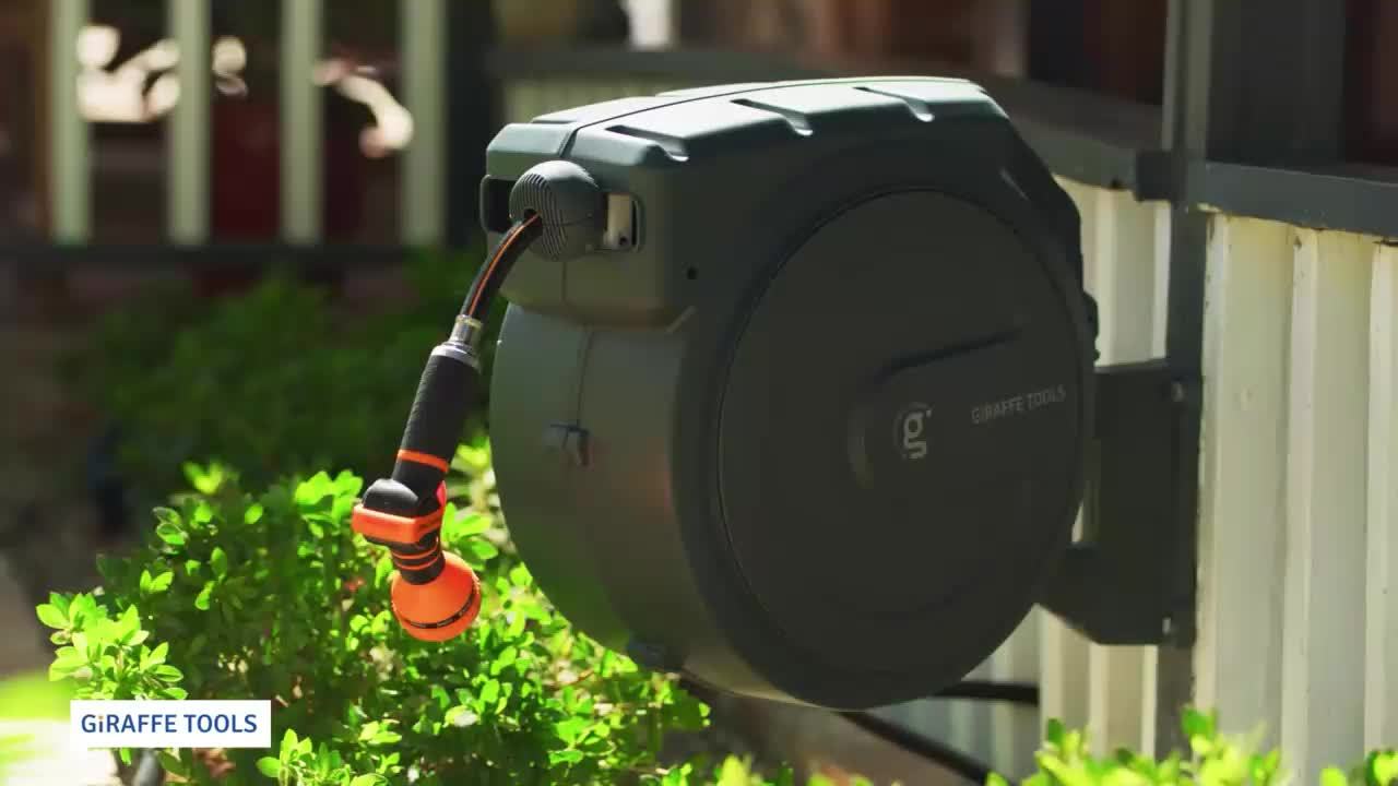 Giraffe Tools Retractable Hose Reel 90ft Wall Mounted