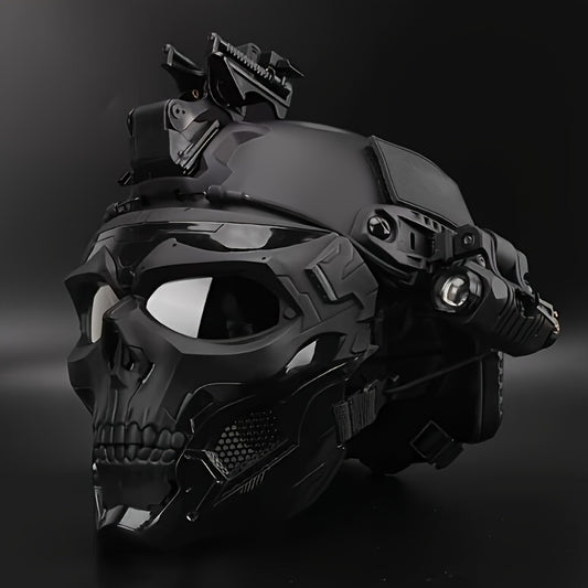 Adjustable Black Skull Mask Helmet Set for Cosplay Halloween