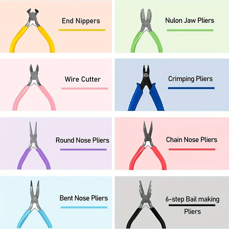 8Pcs Jewelry Pliers Set With Round Nose And Oblique Pliers
