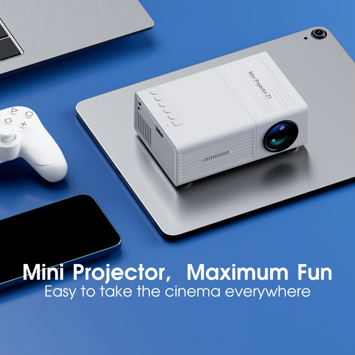 Portable Projector 1080P USB Remote Control LCD Display