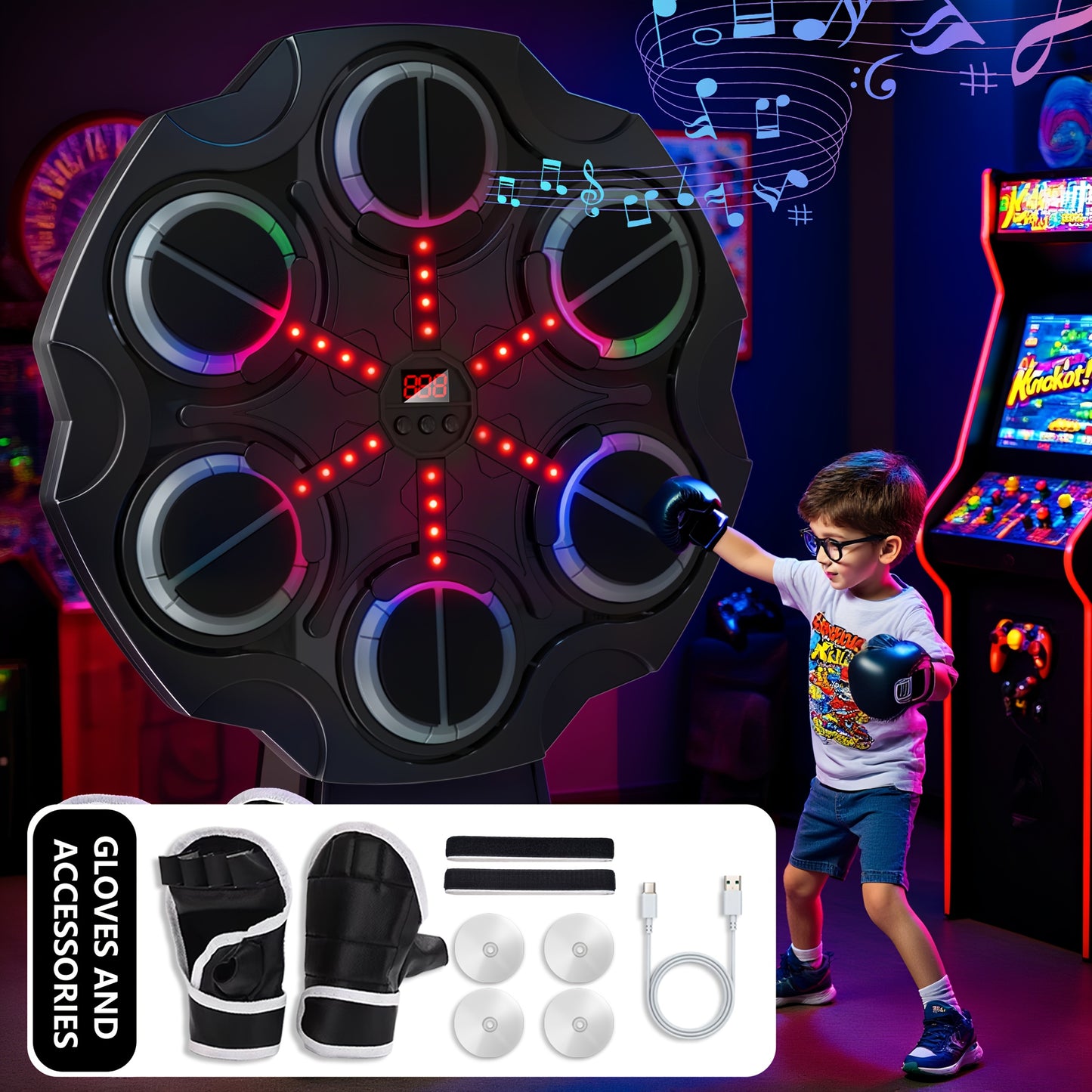 Music Boxing Machine 2 Upgrade Wall Mounted Home Gym Kids