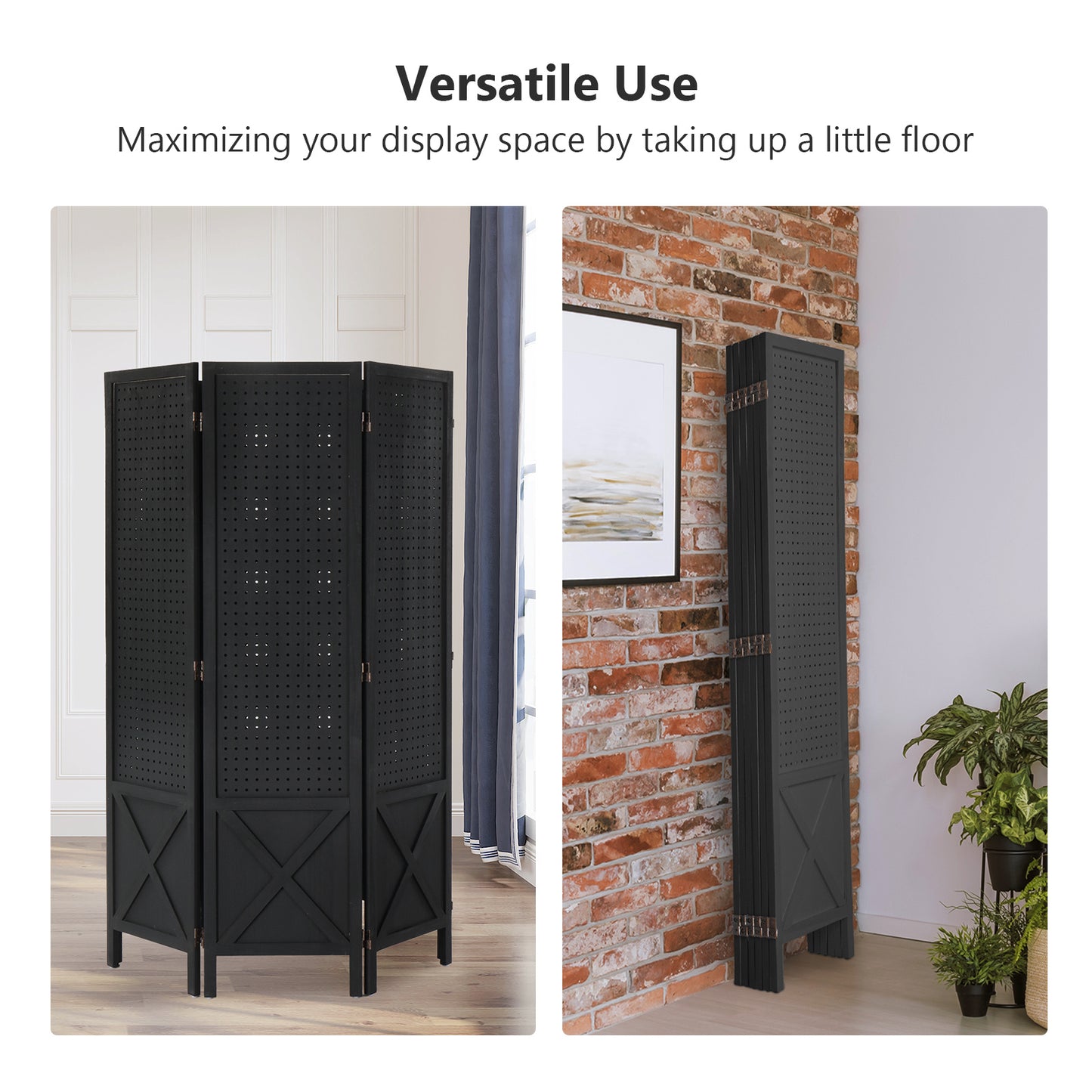 Vingli 60 Inch Freestanding Wood Pegboard Room Divider