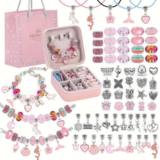 Girls Bracelet Making Kit With Unicorn And Mermaid Charms