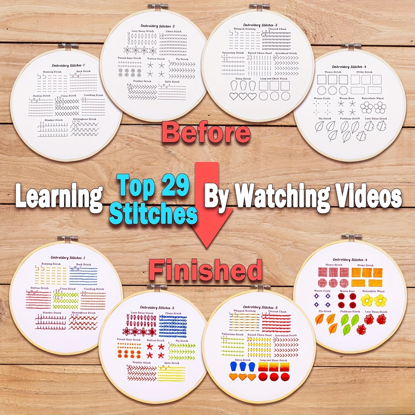Classic Embroidery Stitches Practice Kit For Beginners