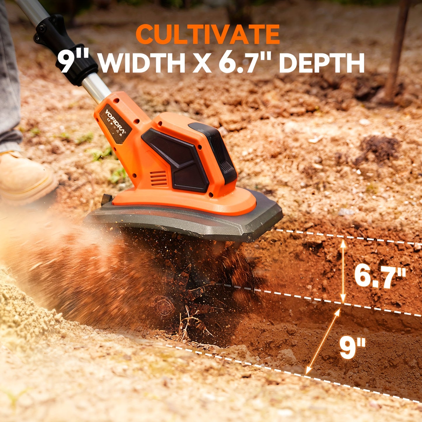 Cordless Garden Tiller With 2 Batteries 360 RPM Lightweight