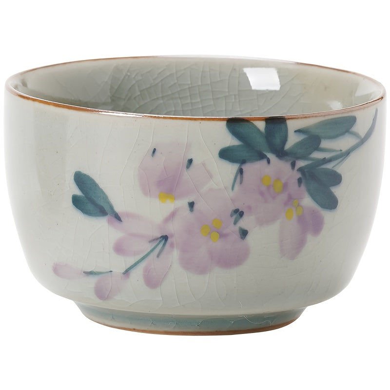 Pure Hand Painted Ice Flake Magnolia Flower Tea Cup Ceramic