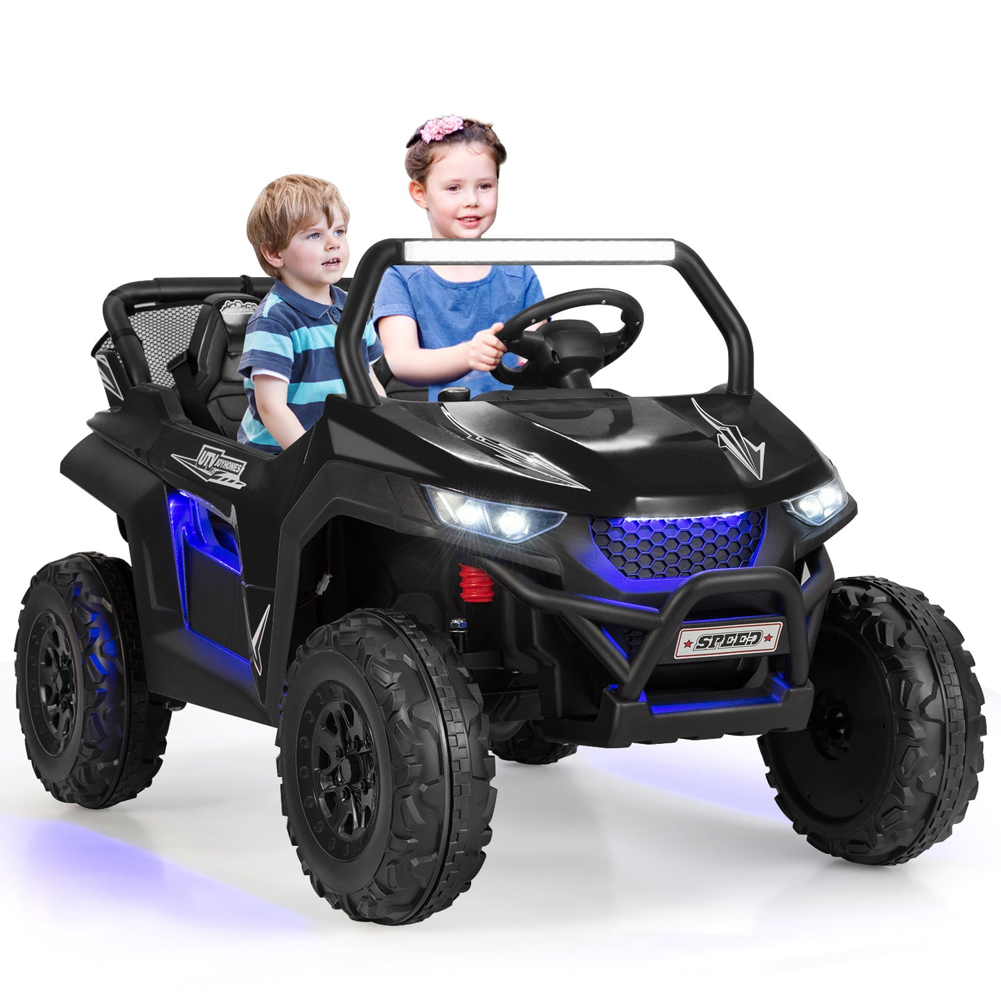 COSTWAY 12V Kids Electric UTV Ride On With Remote And Lights