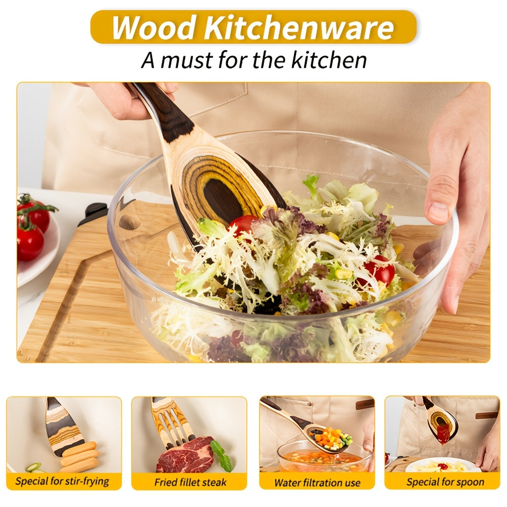 Pakkawood Spurtle Set 7Pcs Kitchen Utensils With Spoon Rest