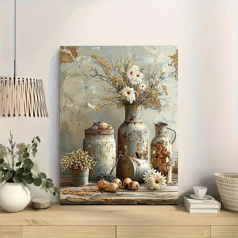 Adult Paint By Number Kit Rustic Floral Canvas Set Deluxe
