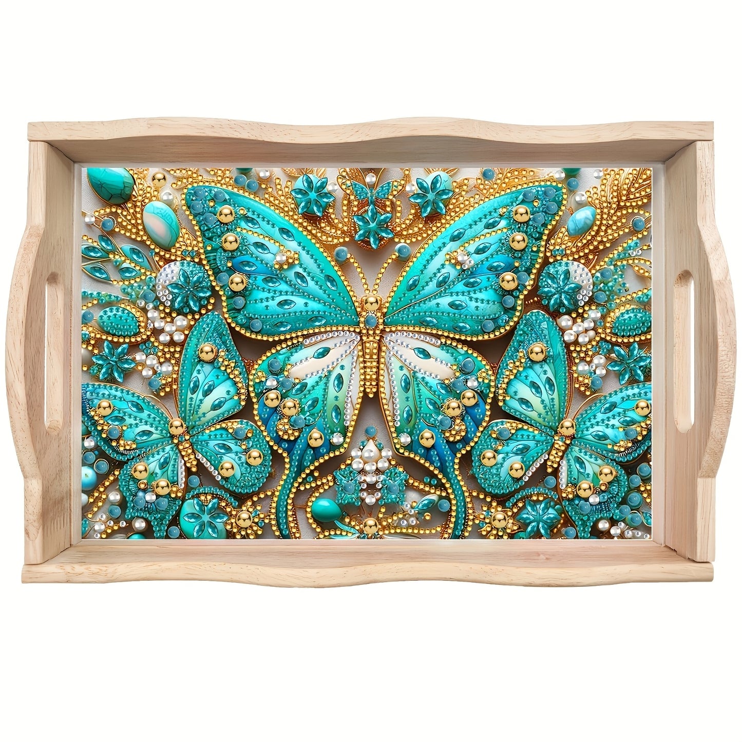 Wood Frame Diamond Painting Kit Royal Blue Butterfly