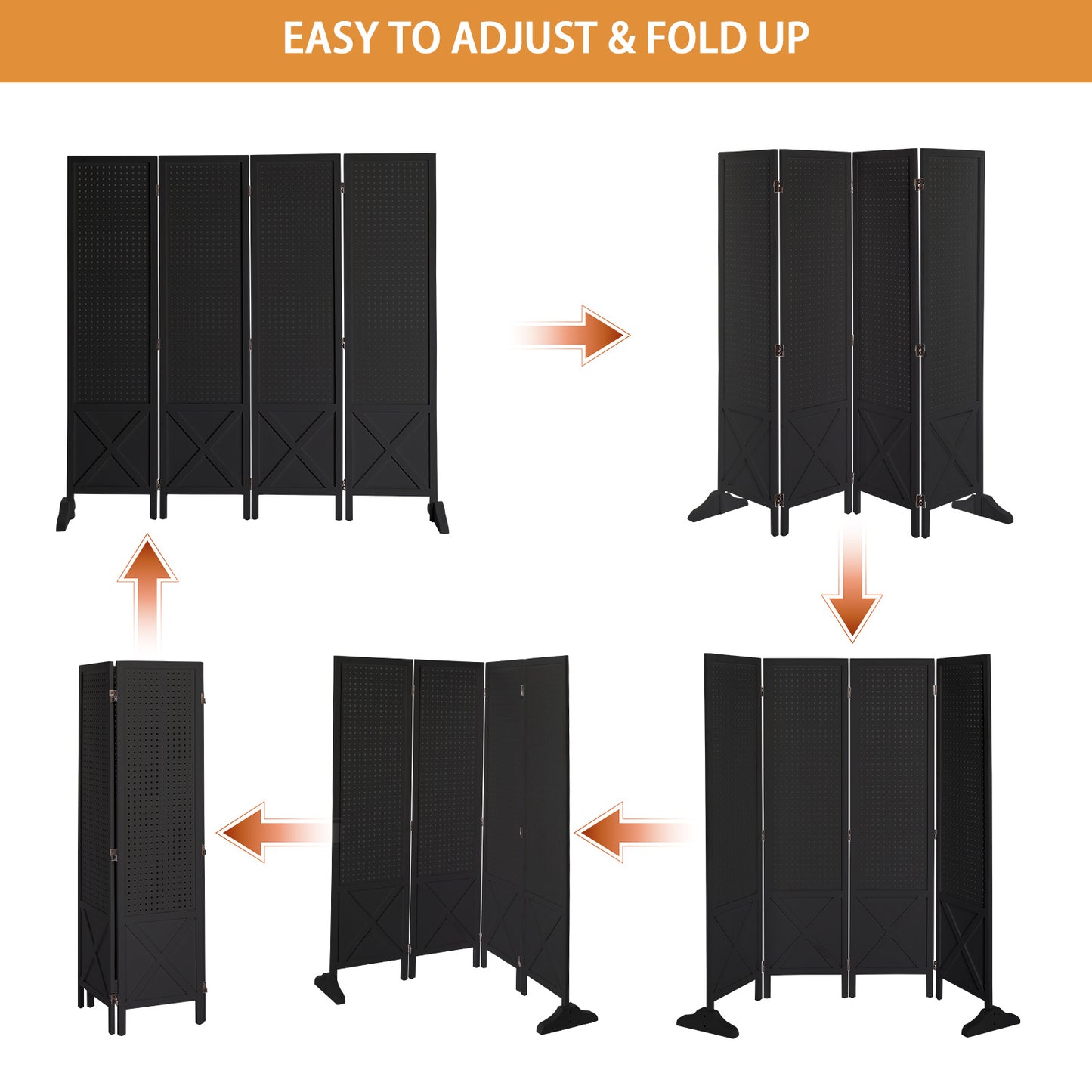 Vingli 60 Inch Freestanding Wood Pegboard Room Divider