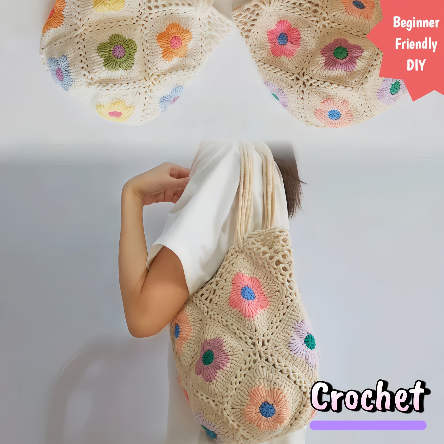 Floral Crochet Bag Kit For Beginners With Premium Yarn