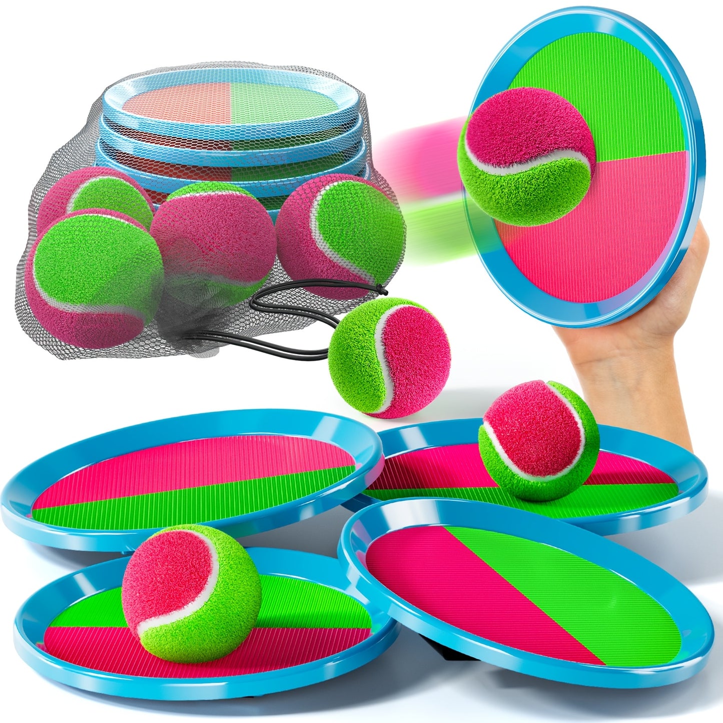 Toss And Catch Ball Game With Elastic Net For Kids Backyard