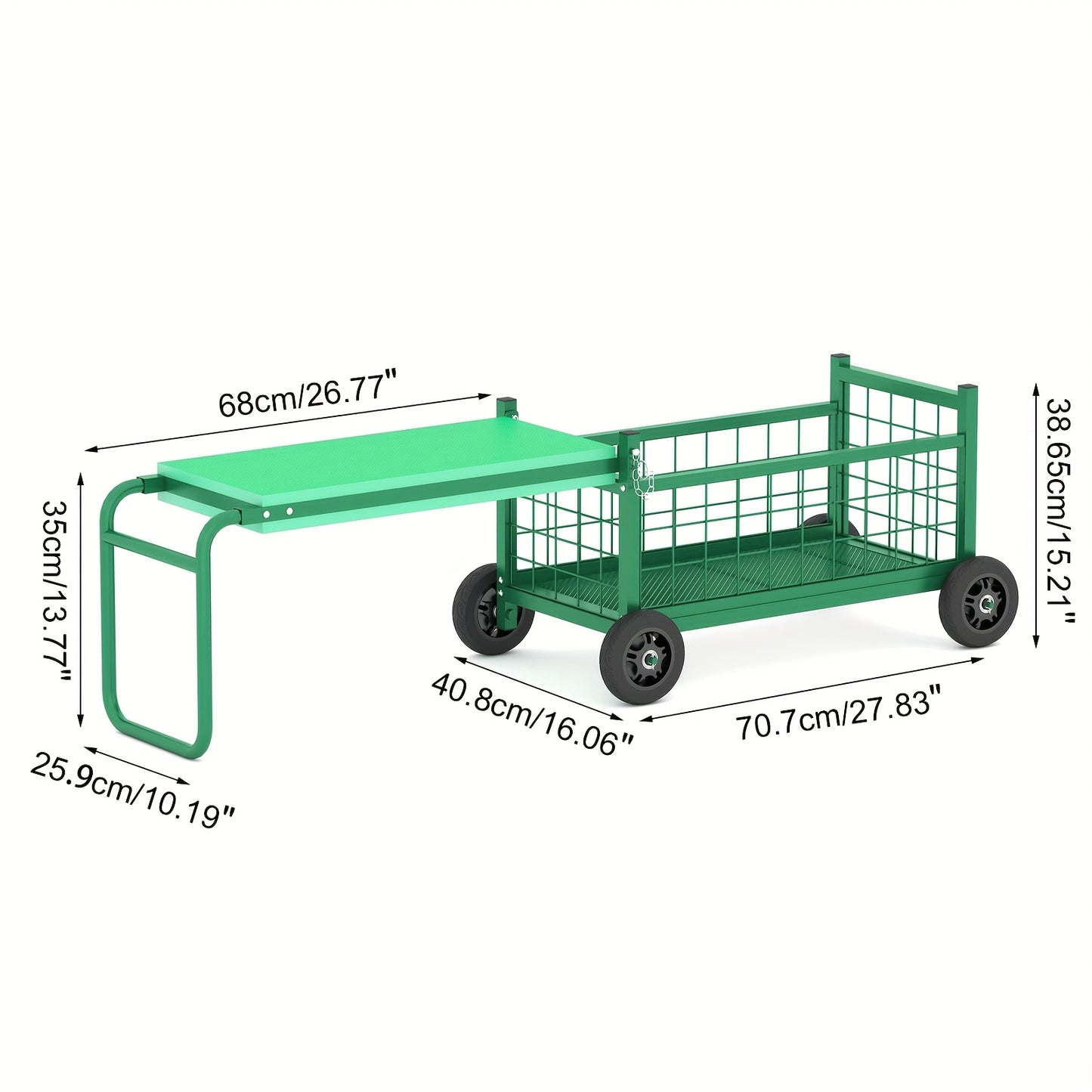Convertible Heavy-Duty Metal Rolling Garden Seat with Wheels