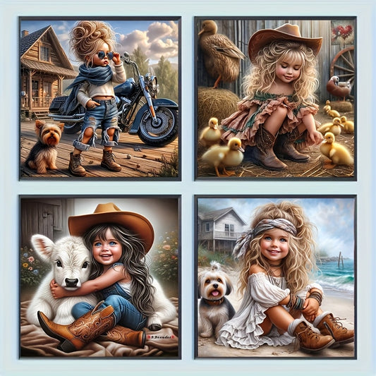 Cartoon Round Diamond Painting Kit 4pc Full Drill 5D