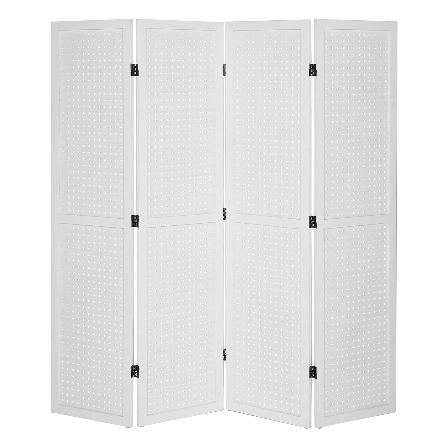 5 Ft Wood Freestanding Pegboard Room Divider Organizer
