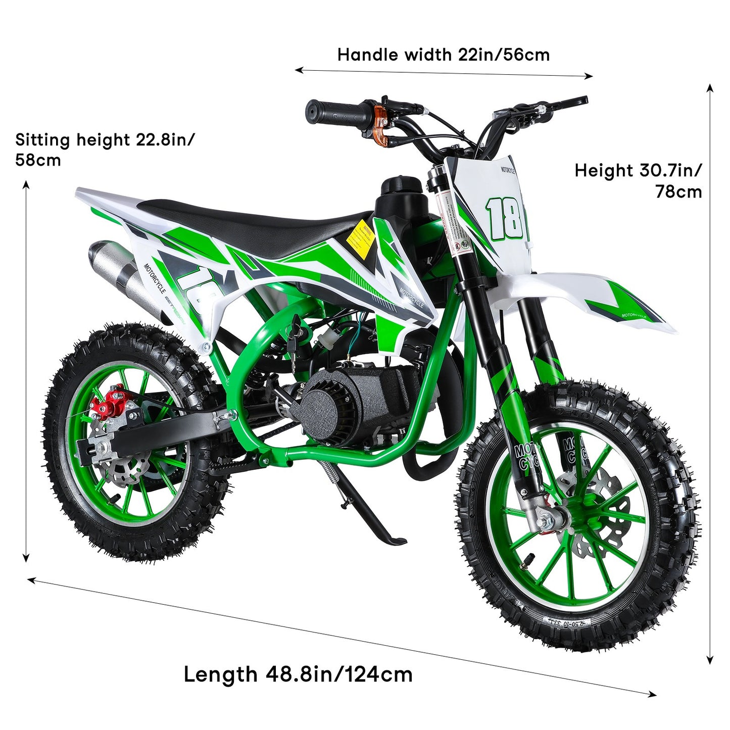 Gas-Powered Red 49cc 2-Stroke Kids Mini Motocross Bike