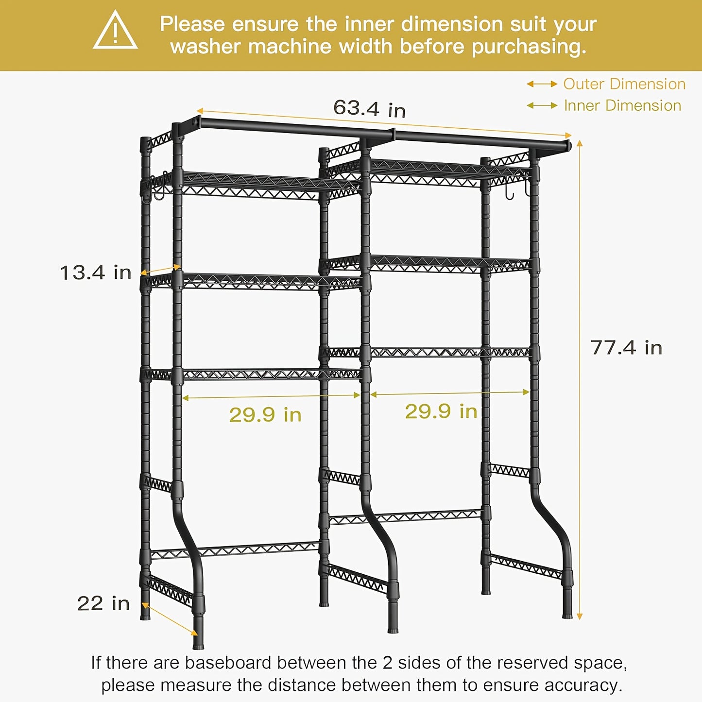 Heavy Duty Freestanding Laundry Rack 6 Shelves And Rods