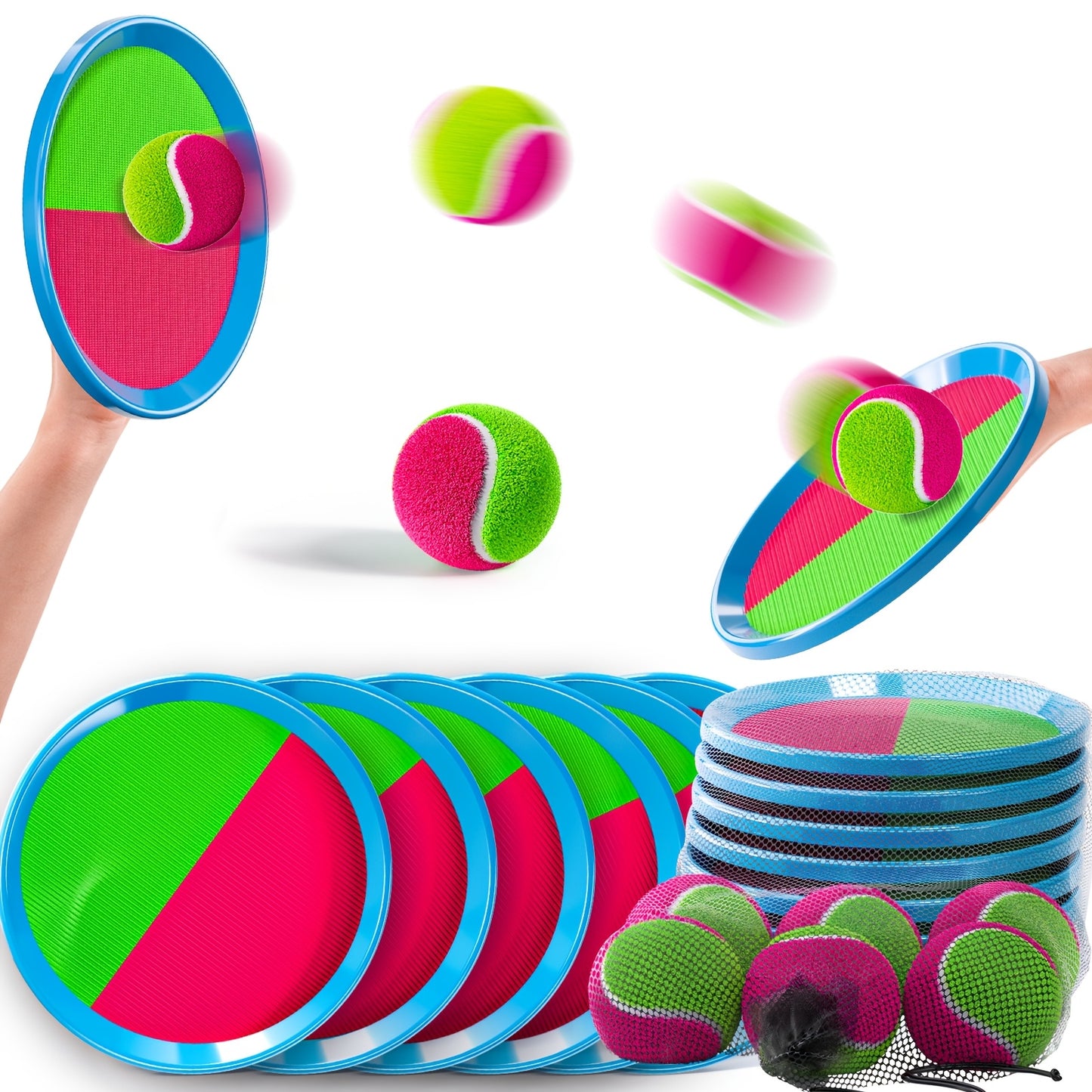 Toss And Catch Ball Game With Elastic Net For Kids Backyard