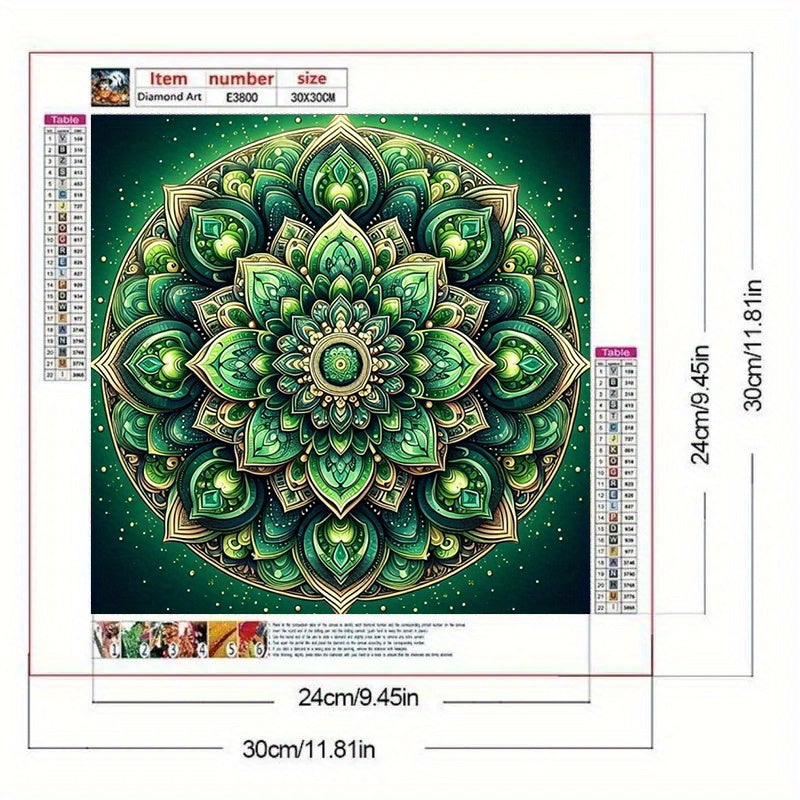 5D DIY Diamond Painting Green Mandala Wall Art Design