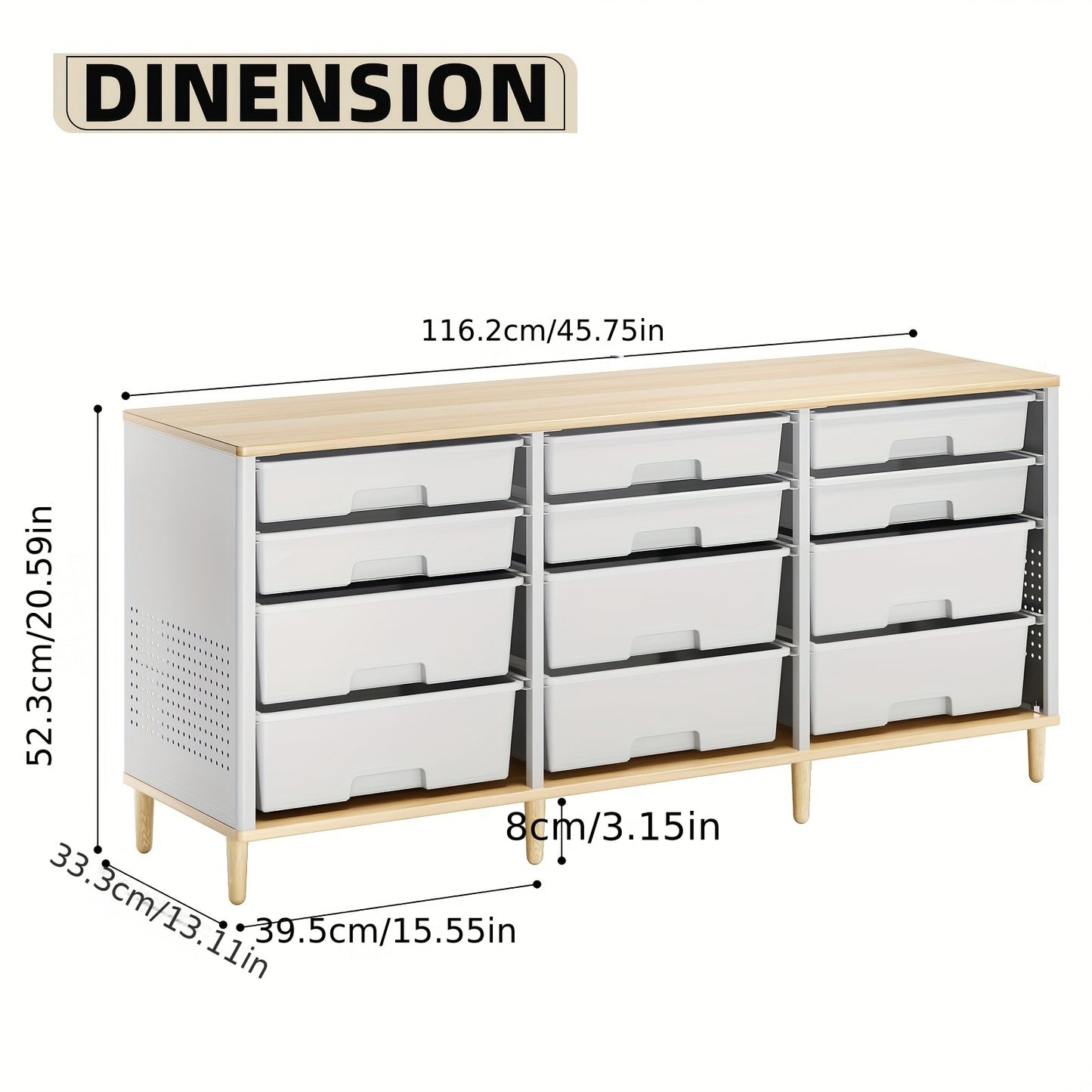 TOOLF 12-Drawer Storage Cabinet with Tabletop Organizer