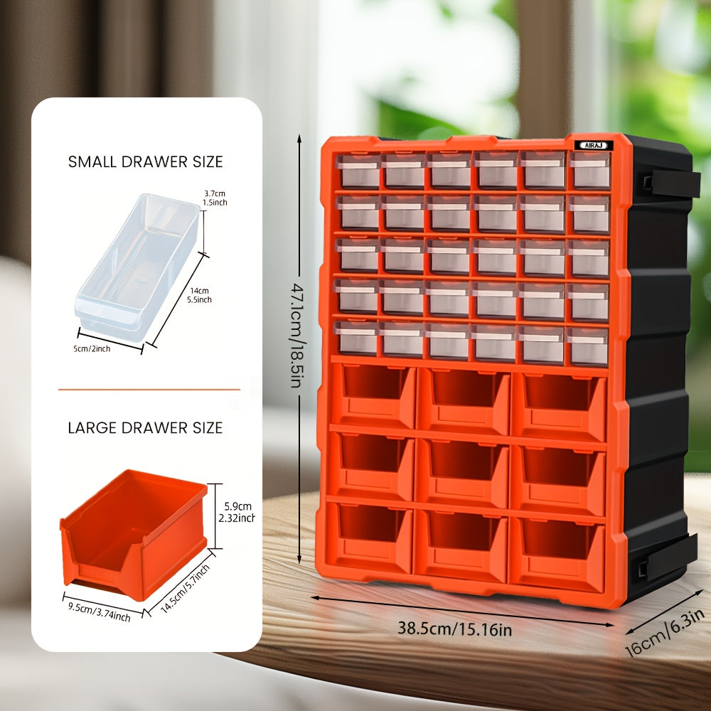 AIRAJ 39-Drawer Orange Wall Mount Storage Cabinet