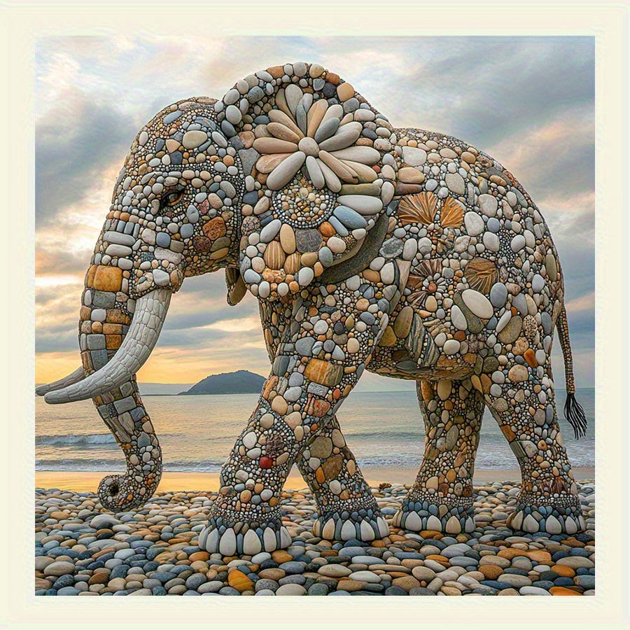 Beach Sunset Pebble Hippo DIY Diamond Painting Kit Gift
