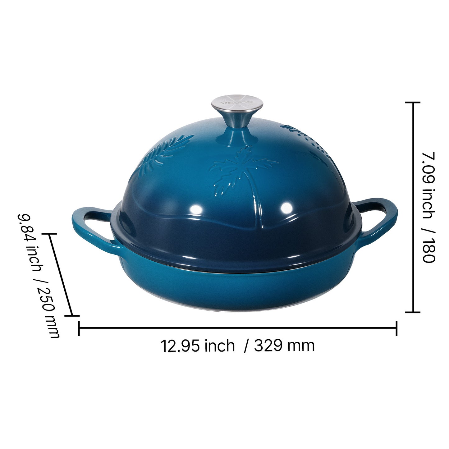VEVOR Enameled Cast Iron Dutch Oven 5 Qt Dual Handles Lid