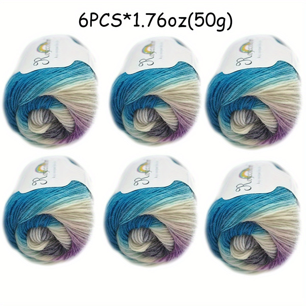 6 Pack 100 Percent Wool Yarn Gradient Green Pink For Shawls