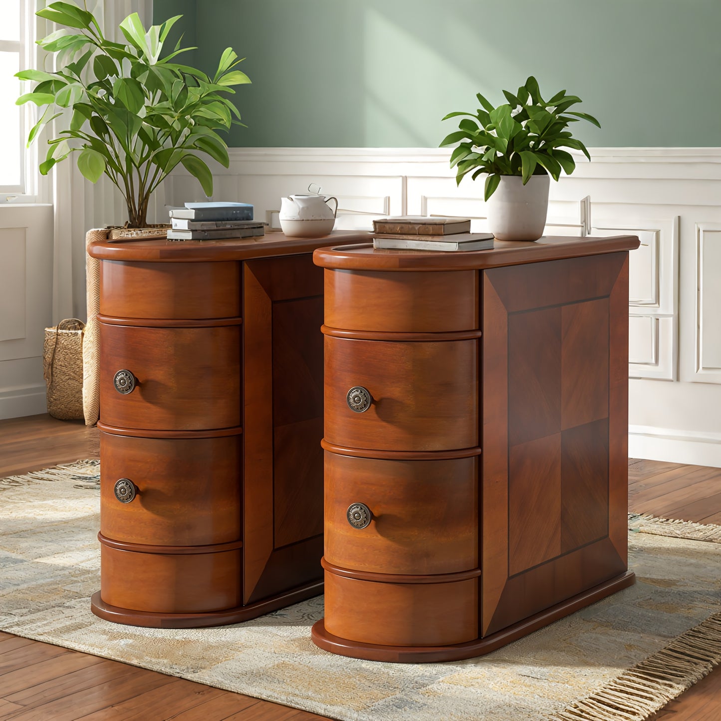 Modern Minimalist Coffee Table With 2 Storage Drawers Solid Wood Side Table Living Room Bedroom No Assembly Required