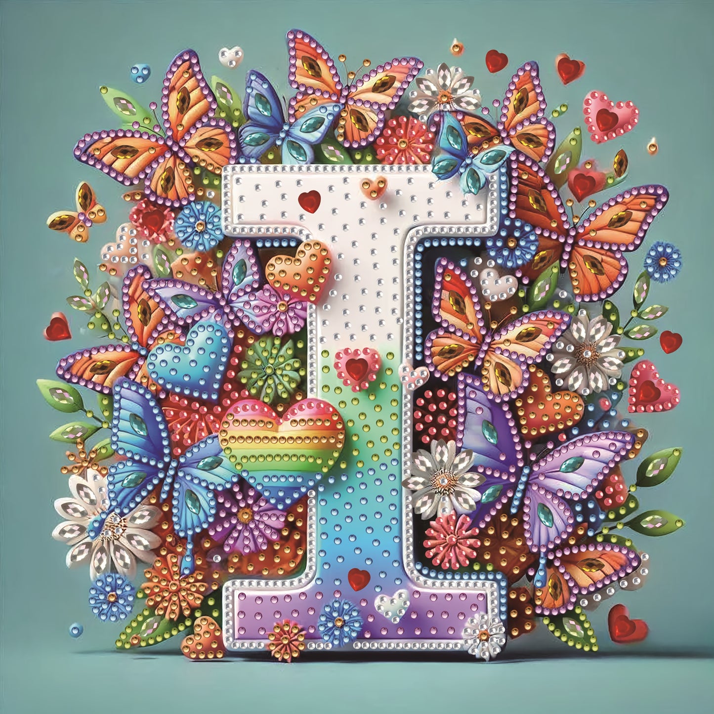DIY Alphabet Diamond Painting Kit with Butterfly Designs