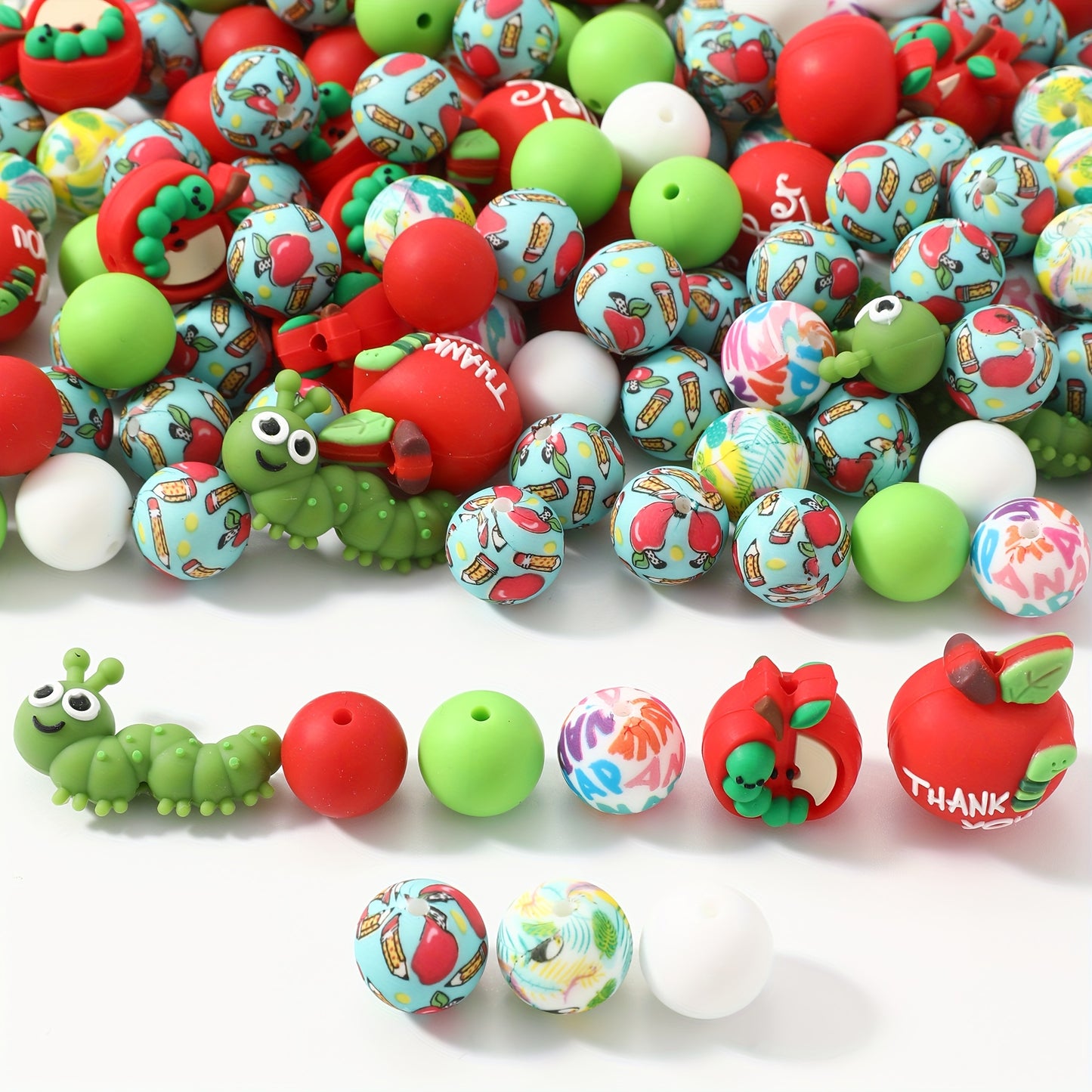 Teacher Spring Silicone Bead Set For Keychains And Jewelry