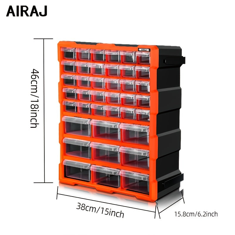 AIRAJ 39-Drawer Orange Plastic Storage Organizer Wall Mount