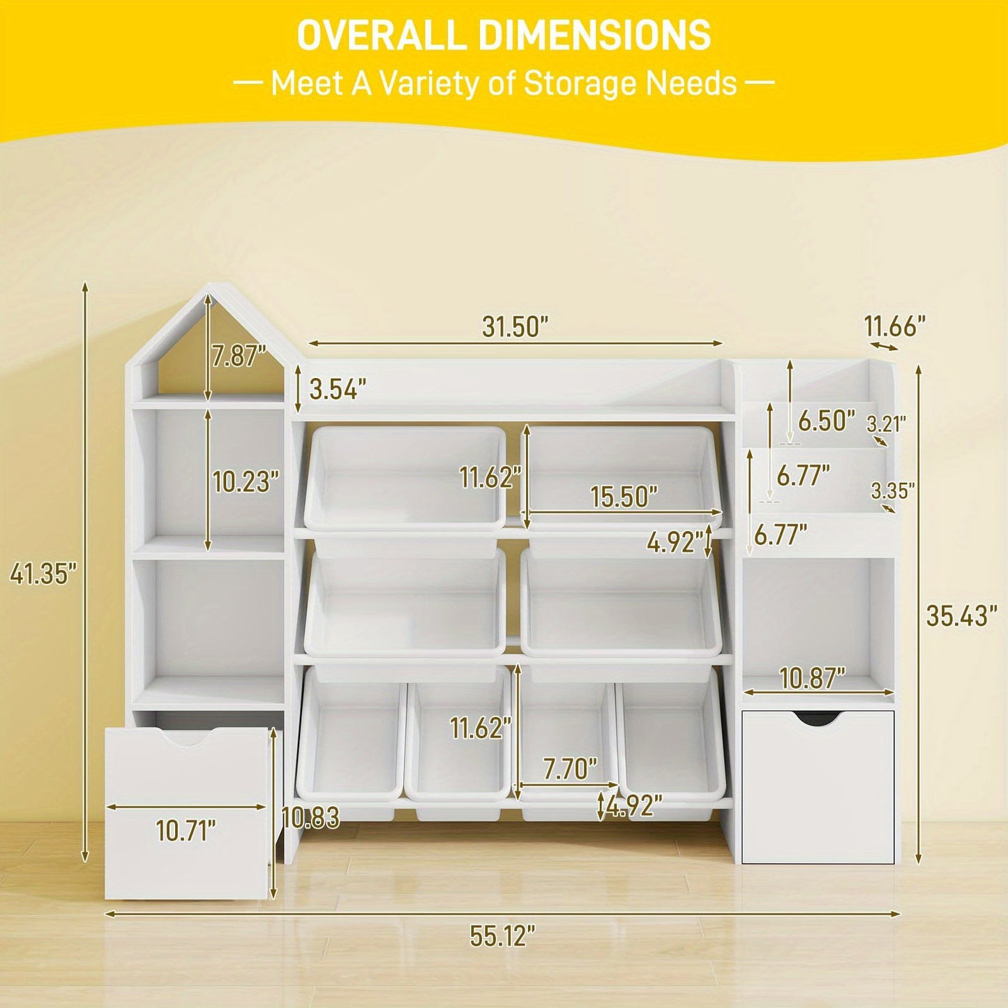 Versatile White 8-Bin 4-Tier Organizer with Wheels