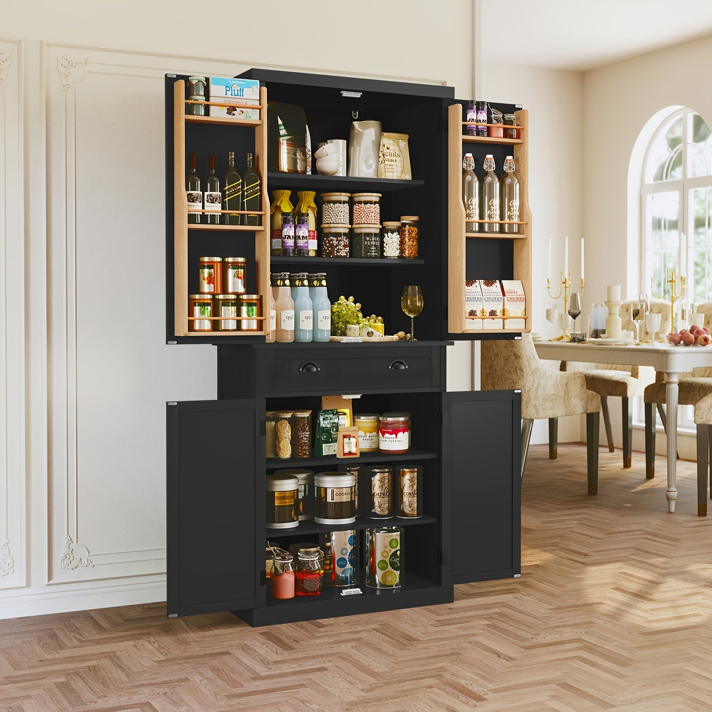 72 Inch Kitchen Pantry Cabinet Freestanding Tall Drawer