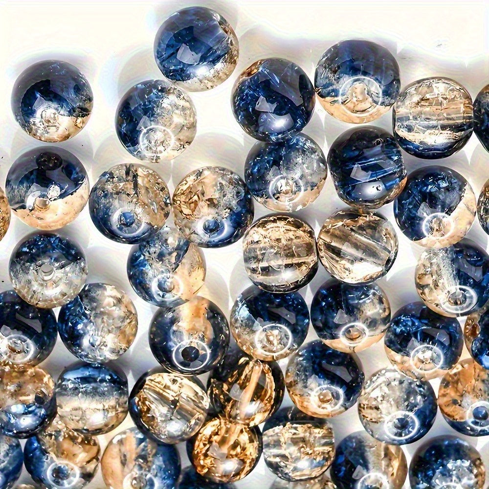Blue Golden Crack Glass Beads 8mm Pcs for Jewelry Making