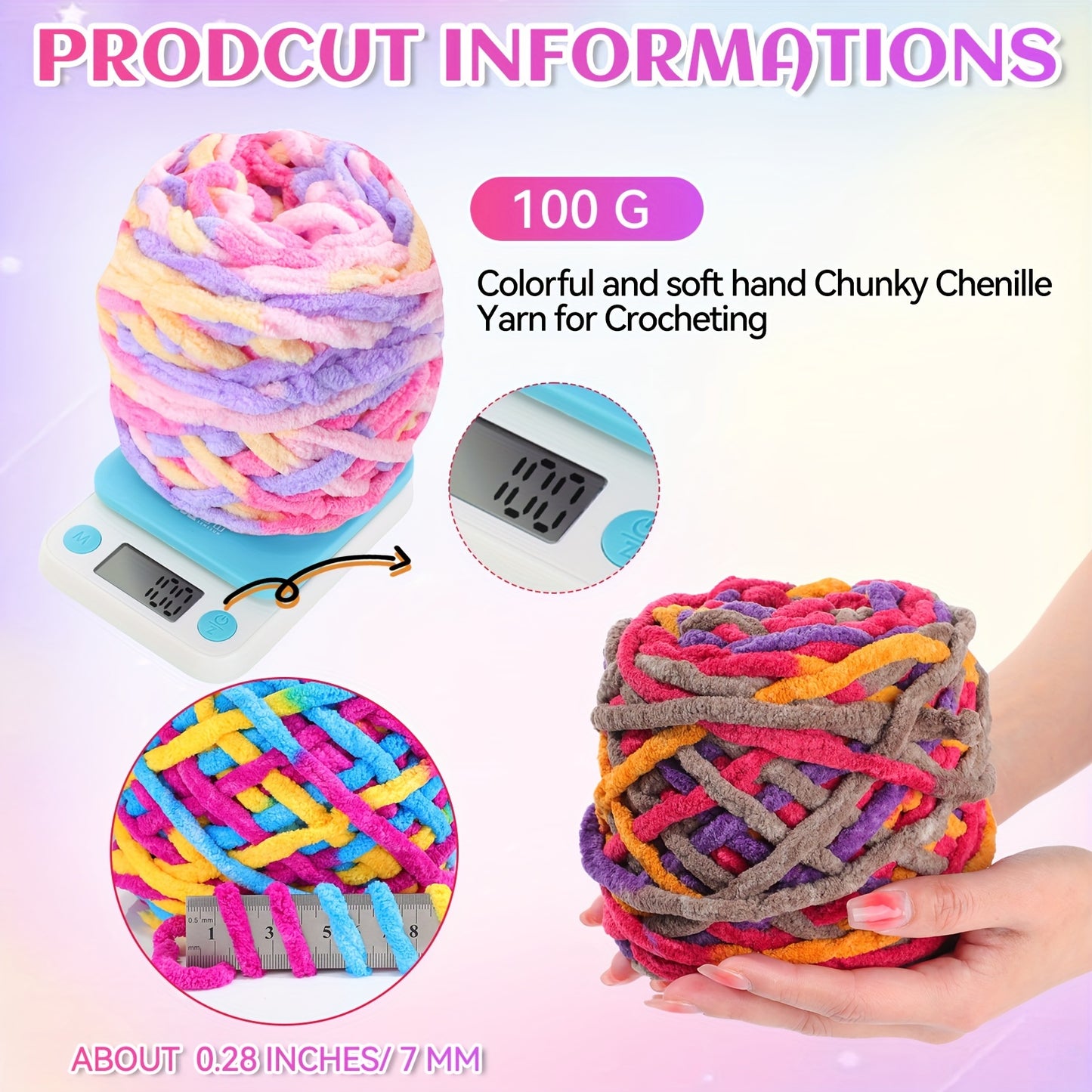 Chunky Chenille Yarn 1470 Yards Bulky Soft Velvet Crochet