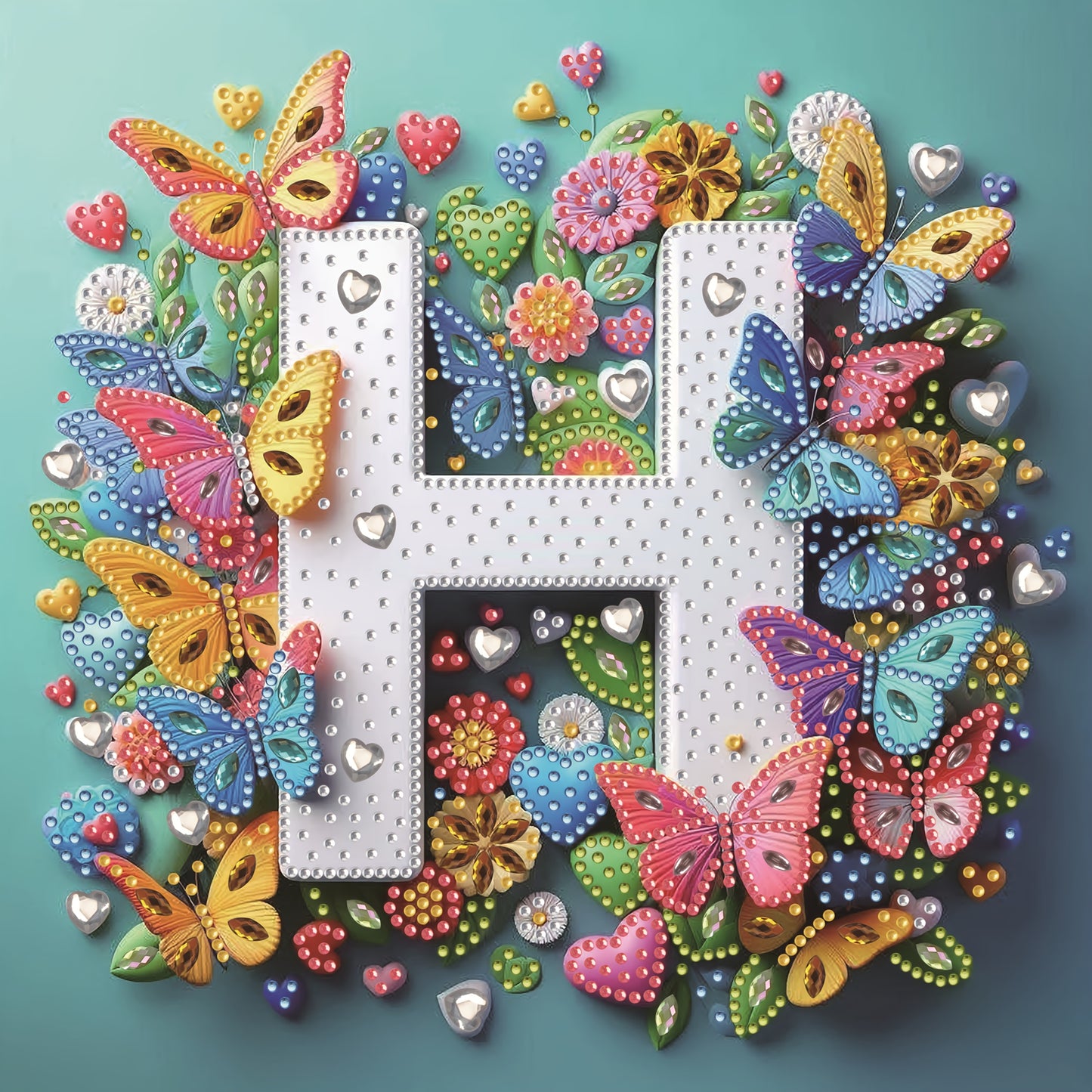 DIY Alphabet Diamond Painting Kit with Butterfly Designs